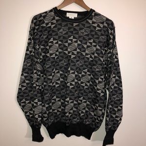 Vintage TRICOTS ST RAPHAEL Mens MEDIUM Merino Pure Wool Pullover Grey Sweater